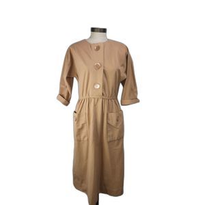 Vintage 60's or 70's Lisa Petites Women's Brown Button Dress